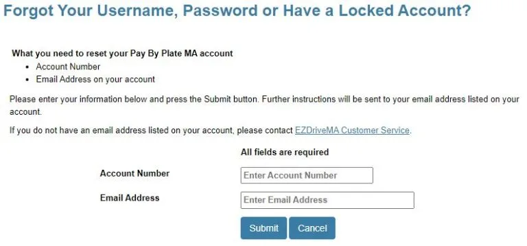 Reset and Recover Your PaybyPlateMa account Password with this option